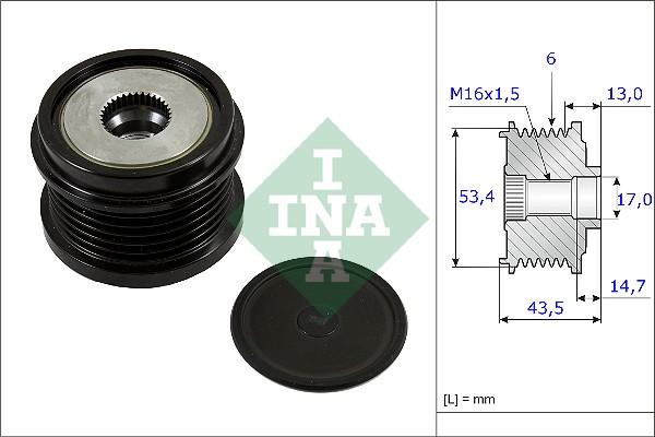 INA 535 0237 10 - Шкив генератора, муфта unicars.by