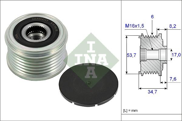 INA 535 0224 10 - Шкив генератора, муфта unicars.by