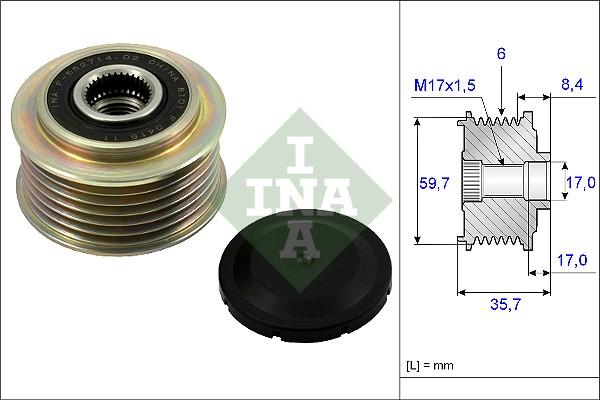 INA 535 0225 10 - Шкив генератора, муфта unicars.by