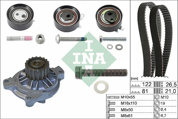 INA 530 0484 31 - Водяной насос + комплект зубчатого ремня ГРМ unicars.by