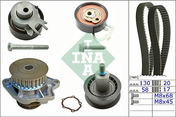 INA 530 0538 30 - Водяной насос + комплект зубчатого ремня ГРМ unicars.by