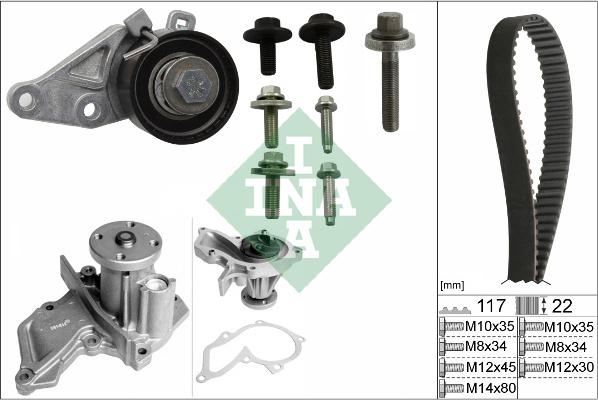 INA 530 0140 30 - Водяной насос + комплект зубчатого ремня ГРМ unicars.by