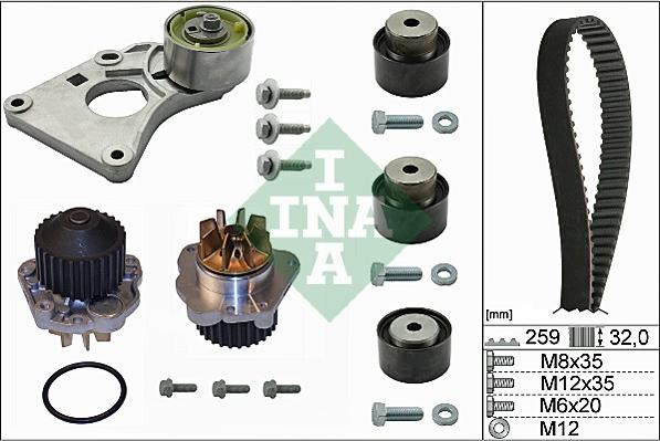 INA 530 0259 30 - Водяной насос + комплект зубчатого ремня ГРМ unicars.by