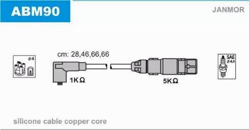 Janmor ABM90 - Комплект проводов зажигания unicars.by