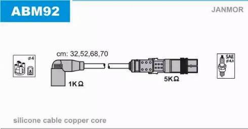 Janmor ABM92 - Комплект проводов зажигания unicars.by