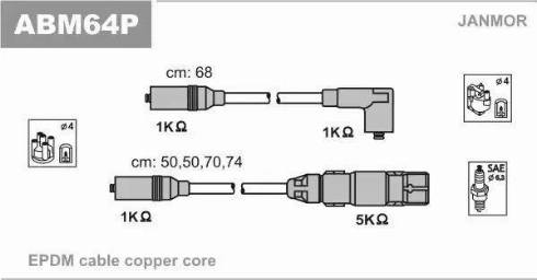 Janmor ABM64P - Комплект проводов зажигания unicars.by