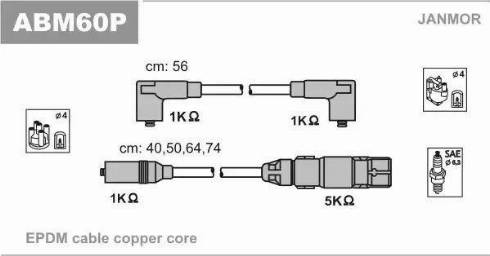 Janmor ABM60P - Комплект проводов зажигания unicars.by