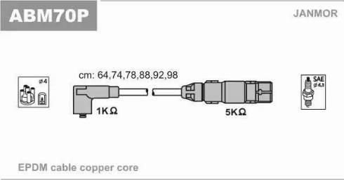 Janmor ABM70P - Комплект проводов зажигания unicars.by