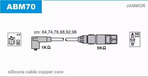 Janmor ABM70 - Комплект проводов зажигания unicars.by