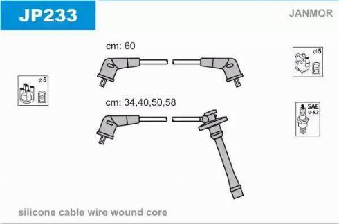 Janmor JP233 - Комплект проводов зажигания unicars.by