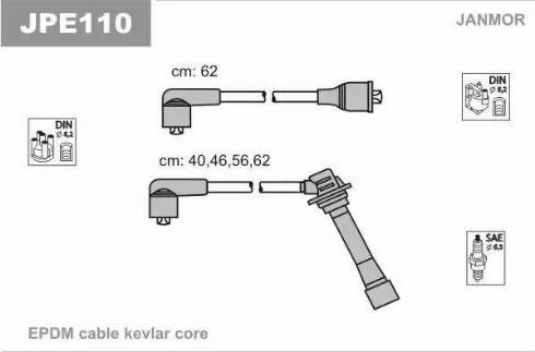 Janmor JPE110 - Комплект проводов зажигания unicars.by