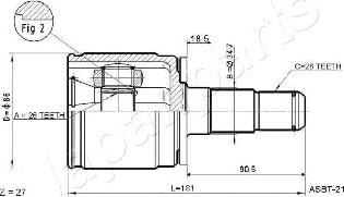 Japanparts GI-578 - Шарнирный комплект, ШРУС, приводной вал unicars.by