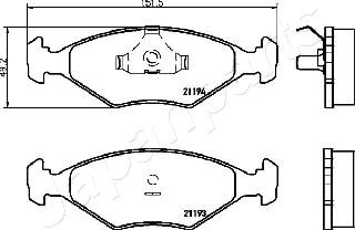 Japanparts PA-0226AF - Тормозные колодки, дисковые, комплект unicars.by