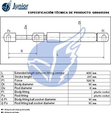 JUNIOR GH0405204 - Газовая пружина, упор unicars.by