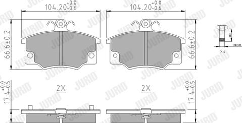 Jurid 571309J - Тормозные колодки, дисковые, комплект unicars.by