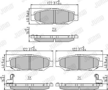 Jurid 573952J - Тормозные колодки, дисковые, комплект unicars.by