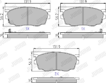 Jurid 572444J - Тормозные колодки, дисковые, комплект unicars.by