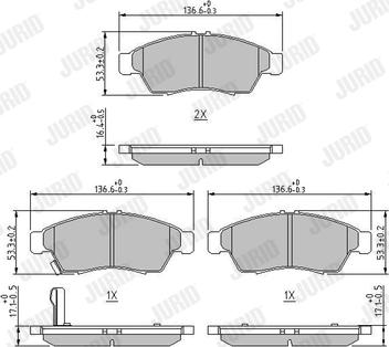 Jurid 572545J - Тормозные колодки, дисковые, комплект unicars.by