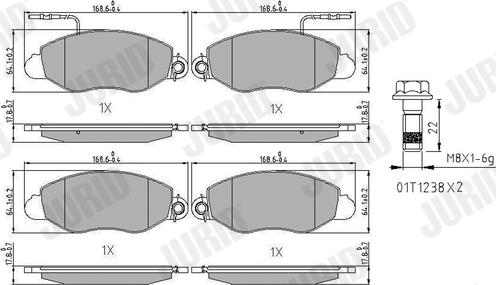 Jurid 572564J - Тормозные колодки, дисковые, комплект unicars.by