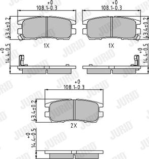 Jurid 572200J - Тормозные колодки, дисковые, комплект unicars.by