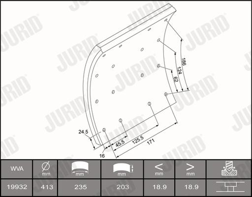 Jurid 1993201070 - Комплект тормозных башмаков, барабанные тормоза unicars.by