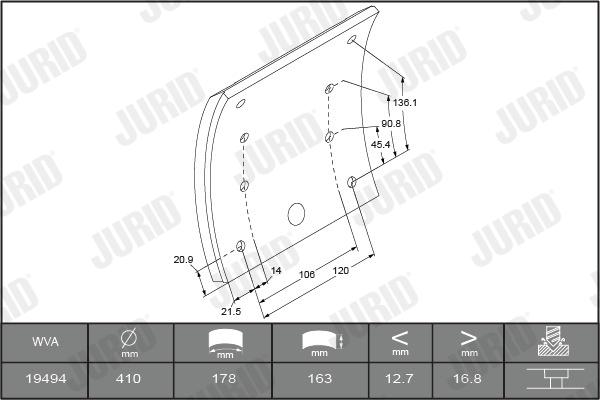 Jurid 1949425050 - Комплект тормозных башмаков, барабанные тормоза unicars.by