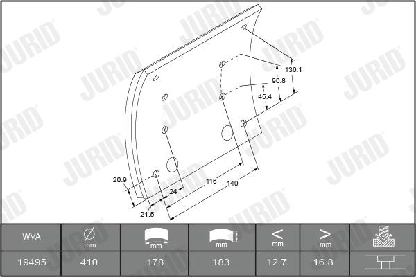 Jurid 1949515050 - Комплект тормозных башмаков, барабанные тормоза unicars.by