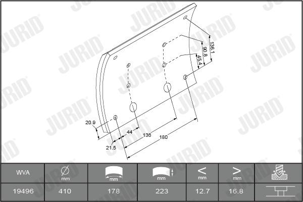 Jurid 1949635050 - Комплект тормозных башмаков, барабанные тормоза unicars.by