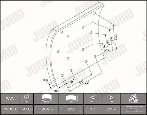 Jurid 1909113270 - Комплект тормозных башмаков, барабанные тормоза unicars.by