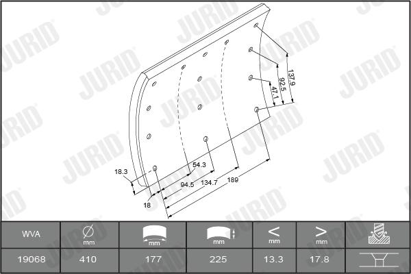 Jurid 1906811230 - Комплект тормозных башмаков, барабанные тормоза unicars.by