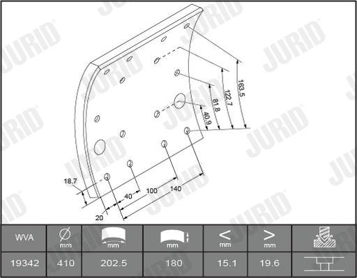 Jurid 1926205380 - Комплект тормозных башмаков, барабанные тормоза unicars.by