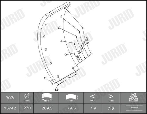 Jurid 1503025460 - Комплект тормозных башмаков, барабанные тормоза unicars.by