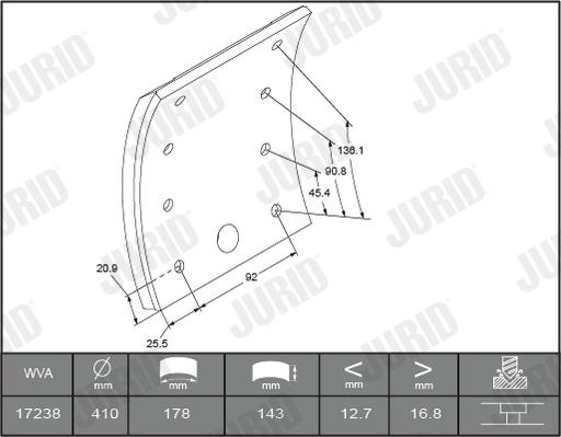 Jurid 1723805050 - Комплект тормозных башмаков, барабанные тормоза unicars.by