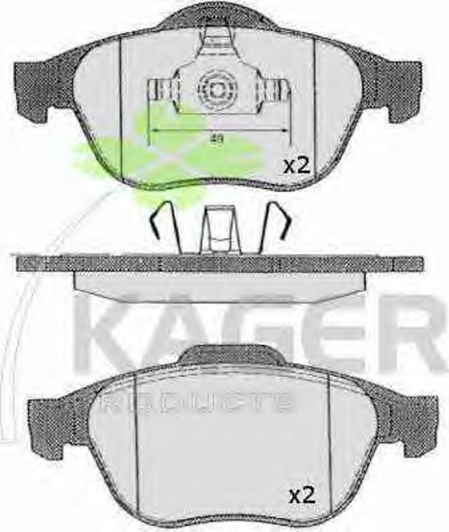 Kager 350533 - Тормозные колодки, дисковые, комплект unicars.by