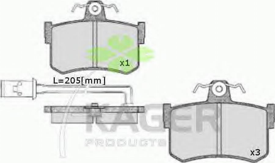 Kager 35-0668 - Тормозные колодки, дисковые, комплект unicars.by