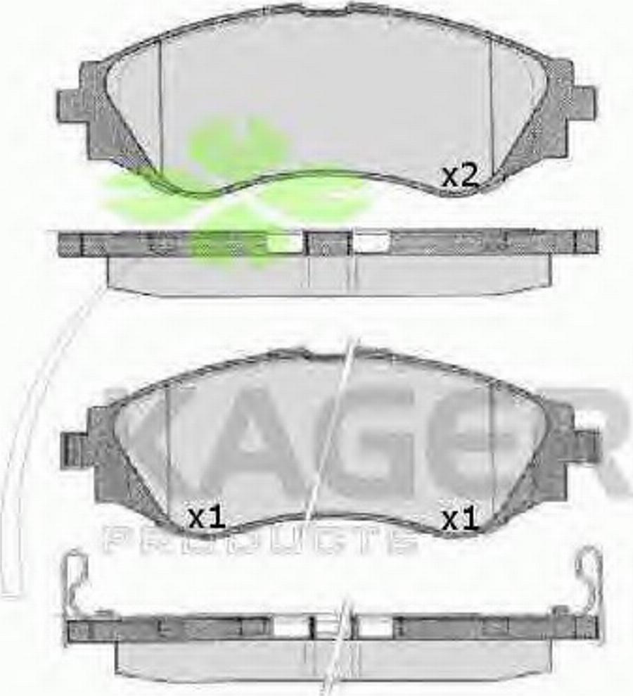 Kager 35-0134 - Тормозные колодки, дисковые, комплект unicars.by