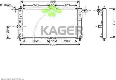 Kager 31-0303 - Радиатор, охлаждение двигателя unicars.by