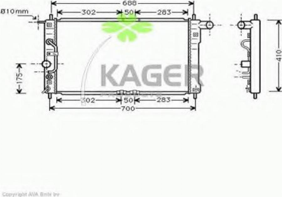 Kager 312555 - Радиатор, охлаждение двигателя unicars.by