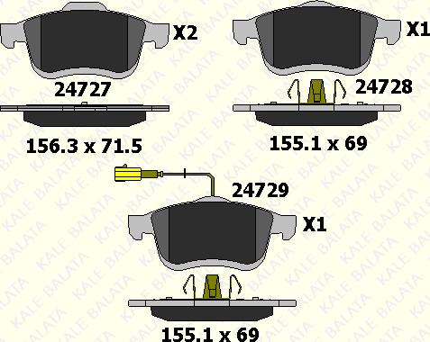 KALE 24727 200 05 - Тормозные колодки, дисковые, комплект unicars.by