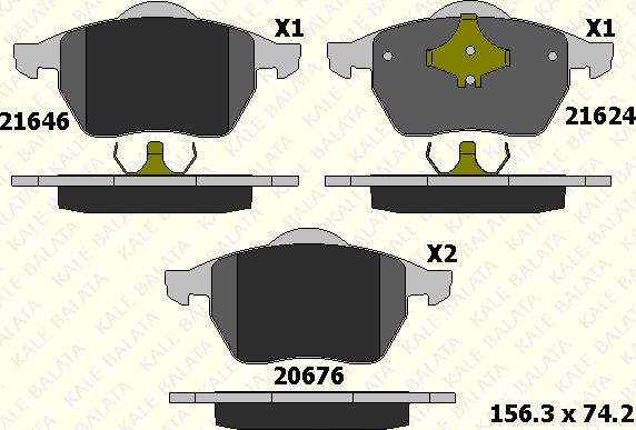 KALE 21624 204 05 - Тормозные колодки, дисковые, комплект unicars.by