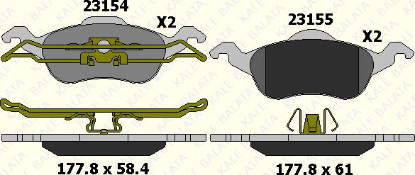 KALE 23154 185 05 - Тормозные колодки, дисковые, комплект unicars.by