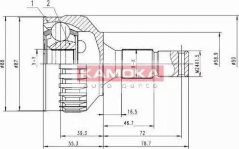 Kamoka 6962 - Шарнирный комплект, ШРУС, приводной вал unicars.by