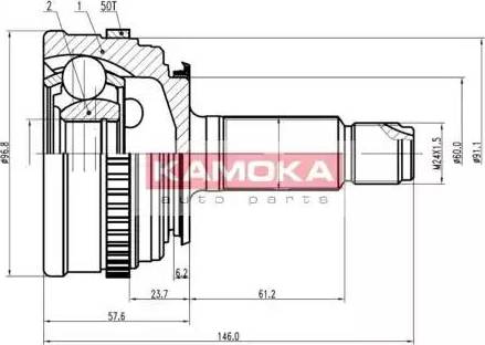 Kamoka 6800 - Шарнирный комплект, ШРУС, приводной вал unicars.by