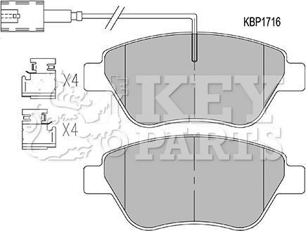 Key Parts KBP1716 - Тормозные колодки, дисковые, комплект unicars.by