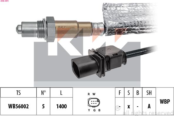 KW 498 491 - Лямбда-зонд, датчик кислорода unicars.by