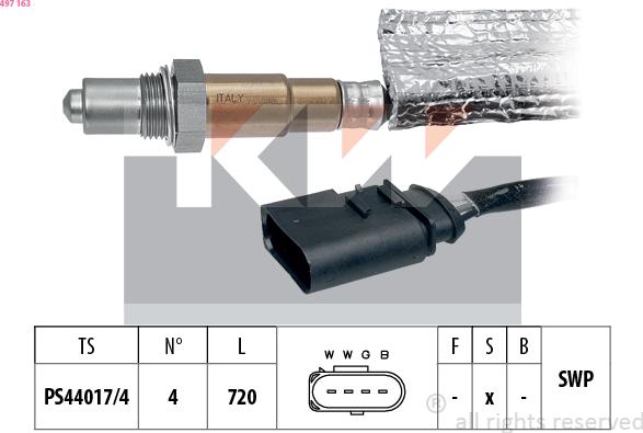 KW 497 163 - Лямбда-зонд, датчик кислорода unicars.by