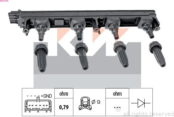 KW 470 476 - Катушка зажигания unicars.by