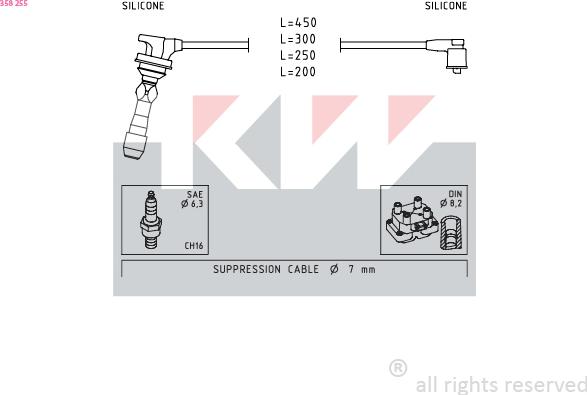 KW 358 255 - Комплект проводов зажигания unicars.by