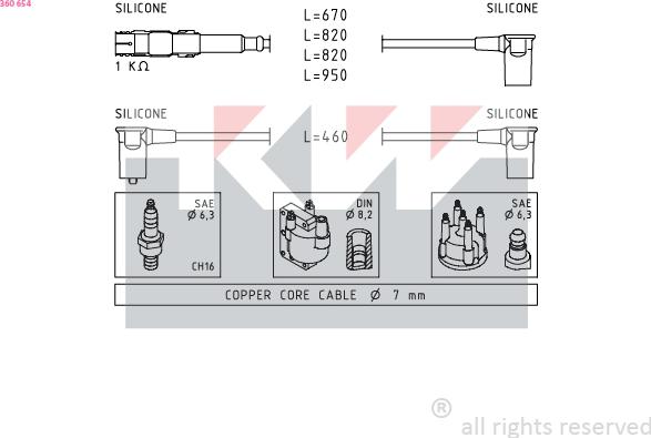 KW 360 654 - Комплект проводов зажигания unicars.by