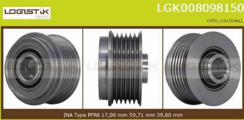 LGK LGK008098150 - Шкив генератора, муфта unicars.by